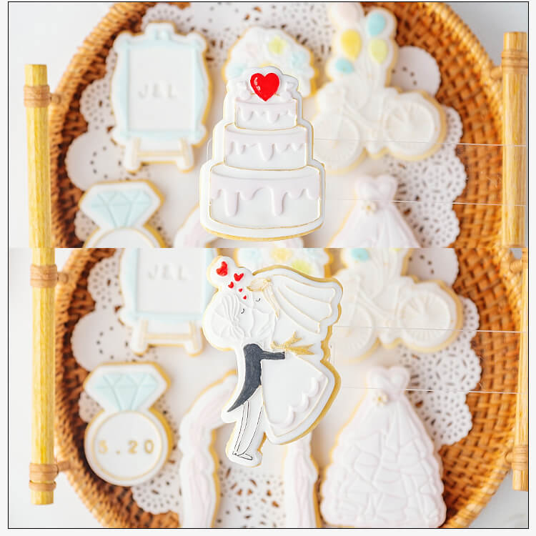 kowanii Wedding Dress Cookie Mold Cutter Biscuit Fondant Stamps