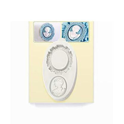 kowanii Miniature Frames - Oval Cameo & Oval Frame 1 Embellishment Cake Mold, Fondant Silicone Mold