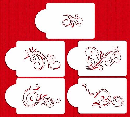 kowanii Five Scroll Cake Stencil Set Cookie Stencils, 5 Pack