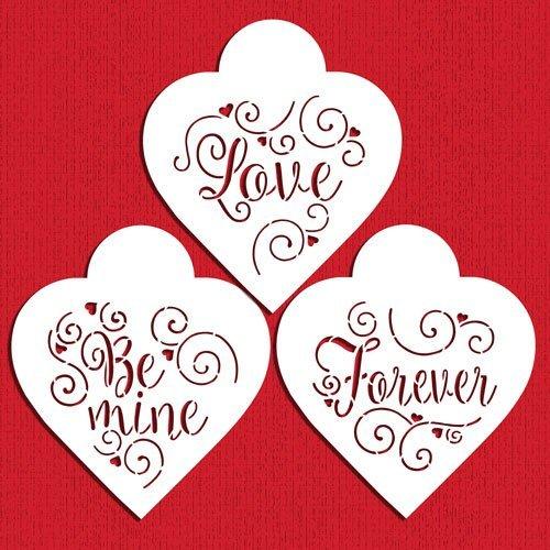 kowanii Love, Be Mine, Forever Hearts Cookie Stencil Set