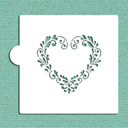 kowanii Delft Heart Cookie and Craft Stencil Cake Stencil