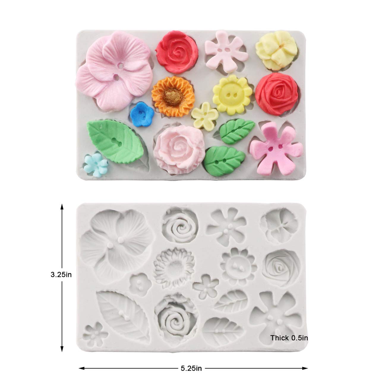 kowanii Fondant Molds Silicone, Rose Flower Gumpaste Mold, Mini Sugarc