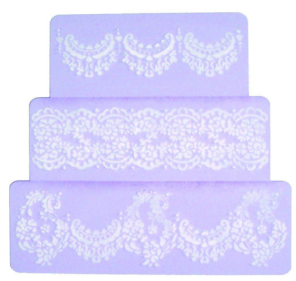 kowanii Alencon Lace Set Cake Stencils, 3 Pack