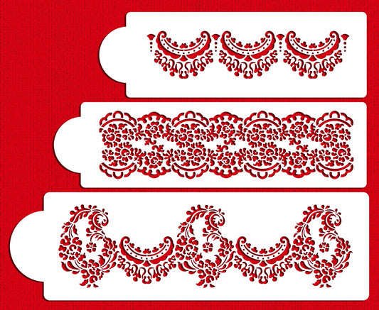 kowanii Alencon Lace Set Cake Stencils, 3 Pack