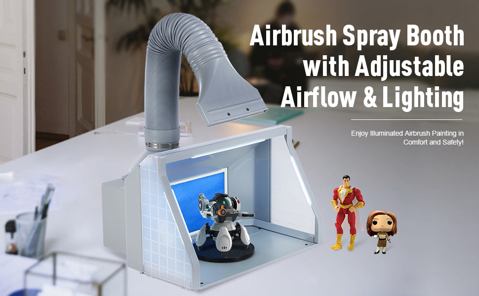 Lighted Airbrush Paint Spray Booth Adjustable Portable – kowanii